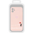 Tok, Silicone Heart, erősített szilikon hátlap, Apple Iphone 12 (6,1"), minta 1 (szív), rózsaszín, bliszteres