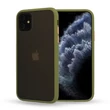 Kép 1/2 - Tok, Vennus Button Matt Bumper, Apple Iphone 12 / 12 Pro (6,1"), keményített füstszínű hátlap, oliva zöld szilikon kerettel 