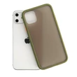 Kép 2/2 - Tok, Vennus Button Matt Bumper, Apple Iphone 12 / 12 Pro (6,1"), keményített füstszínű hátlap, oliva zöld szilikon kerettel 