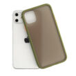Tok, Vennus Button Matt Bumper, Apple Iphone 12 / 12 Pro (6,1"), keményített füstszínű hátlap, oliva zöld szilikon kerettel 