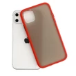 Kép 2/2 - Tok, Vennus Button Matt Bumper, Apple Iphone 12 / 12 Pro (6,1"), keményített füstszínű hátlap, piros szilikon kerettel 