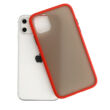 Tok, Vennus Button Matt Bumper, Apple Iphone 7 / 8 / SE (2020), keményített füstszínű hátlap, piros szilikon kerettel 