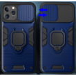 Tok, Ring LENS ütésálló hátlap, szilikon kerettel, eltolható kameravédővel, gyűrűs ujjtartóval, Apple Iphone 7 / 8 / SE (2020 / 2022), kék