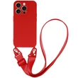 Kép 1/2 - Tok, Strap Silicone, Apple Iphone 15 Pro Max (6,7"), szilikon hátlapvédő, állítható pánttal, kameravédővel, minta 2, piros