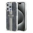Kép 1/2 - Tok, Guess /GUHCP15LH4PSEGK/, PU 4G Gold Stripe, Apple Iphone 15 Pro (6,1"), fekete
