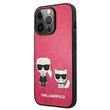 Kép 1/2 - Tok, Karl Lagerfeld /KLHCP13LPCUSKCP/, Apple Iphone 13 Pro (6,1"), Karl & Choupette, rózsaszín, fekete kerettel