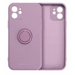 Kép 1/3 - Tok, Roar Amber, mágneses szilikon hátlap, gyűrűs ujjtartóval, Apple Iphone 12 (6,1"), lila, bliszteres