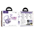 Kép 2/2 - Bluetooth headset, Hoco EQ6, vezeték nélküli fülhallgató, töltő tokkal, lila, bliszteres