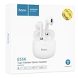 Kép 1/2 - Bluetooth headset, Hoco ES56, vezeték nélküli fülhallgató, töltő tokkal, fehér, bliszteres