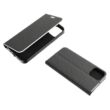 Tok, Vennus, oldalra nyíló mágneses műbőr flip tok, Apple Iphone 13 (6,1"), carbon fekete, (szilikon belsővel), csomagolás nélküli (prémium minőség)