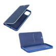 Tok, Vennus, oldalra nyíló mágneses műbőr flip tok, Apple Iphone 12 / 12 Pro (6,1"), carbon kék, (szilikon belsővel), csomagolás nélküli (prémium minőség)