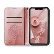 Tok, Mezzo, mintás oldalra nyíló flip tok, szilikon belsővel, Apple Iphone 13 Pro Max (6,7"), minta 1 (Fa), rose gold
