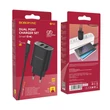 Kép 1/2 - Töltő, Borofone BN2, 2 USB kimenettel, Iphone Lightning kábellel, 2.1A, fekete, bliszteres