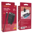Kép 1/2 - Töltő, Borofone BN2, 2 USB kimenettel, micro USB kábellel, 2.1A, fekete, bliszteres