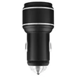 Kép 1/2 - Töltő, autós töltőfej, 2 USB bemenettel, 2.4A, aluminium, fekete, bliszteres