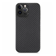 Tok, Carbon mintás szilikon hátlap, Apple Iphone 12 Pro Max (6,7"), fekete, kameravédővel