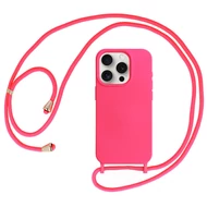 Tok, Strap Silicone, Apple Iphone 15 (6,1"), szilikon hátlapvédő, állítható pánttal, minta 1, rózsaszín