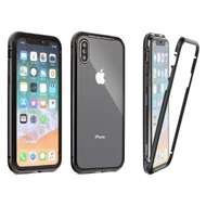 Tok, Magneto, mágneses alumínium bumper, üveg hátlappal, Apple Iphone XS Max, fekete