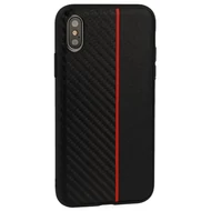Tok, Moto carbon, Apple Iphone XS Max, karbonszálas hátlap, szilikon kerettel, fekete-piros