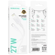 Adatkábel, Borofone BX111, Type-C-ról Iphone Lightningra átalakító kábel, PD 27W, gyorstöltő, 1méter, fehér, bliszteres