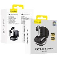 Bluetooth headset, Blavec Infinity Pro, BW-03 (BW03IP-B), vezeték nélküli fülhallgató, töltő tokkal, ANC+ENC zajszűrés, fekete, bliszteres