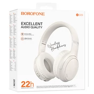 Bluetooth headset, Borofone BO29, sztereó fejhallgató mikrofonnal, fehér, bliszteres
