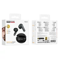 Bluetooth headset, Borofone FQ12 Nice, vezeték nélküli fülhallgató, töltő tokkal, fekete, bliszteres