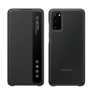 Gyári tok, Samsung Galaxy S20, Clear View Cover oldalra nyíló, fekete, bliszteres, OSAM-EF-ZG980CBEG