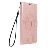 Tok, Mezzo, mintás oldalra nyíló flip tok, szilikon belsővel, Samsung Galaxy A03S A037, minta 1 (Fa), rose gold