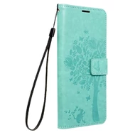 Tok, Mezzo, mintás oldalra nyíló flip tok, szilikon belsővel, Apple Iphone 12 / 12 Pro (6,1"), minta 1 (Fa), zöld