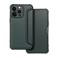 Tok, Razor, oldalra nyíló mágneses flip tok, Samsung Galaxy S23 Plus, sötétzöld, (szilikon belsővel)