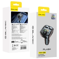 Szivargyújtós FM transmitter, Blavec Flash TR-06 (TFMFTR06-B), Bluetooth, MP3 lejátszó, 2 USB és 1 Type-C kimenettel, PD 30W, fekete, bliszteres