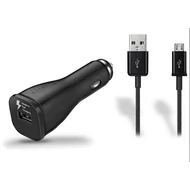 Töltő, autós, Samsung autós töltőfej (EP-LN915U), kábel /ECB-DU4ABE/, 2A, gyári, gyorstöltő, (microUSB), fekete, csomagolás nélküli