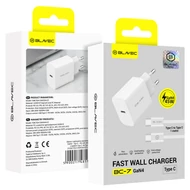 Töltő, hálózati töltőfej, Blavec BC-7 GaN4 (TCBC7G4-CW453A+CC), Type-C kimenettel, PD QC 45W, 3A, Type-C / Type-C kábel, gyorstöltő, fehér, bliszteres