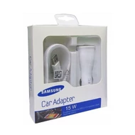 Töltő, autós, Samsung autós töltőfej (EP-LN915U), kábel /ECB-DU4AWE/, 2A, gyári, gyorstöltő, (microUSB), fehér, bliszteres