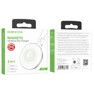 Töltő, Borofone BQ18 Energy Magnetic 3in1, vezeték nélküli indukciós töltő, 15W, 2A, fehér, bliszteres
