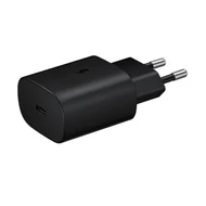 Töltő, hálózati, Samsung töltőfej /EP-TA800EBE/, 3A, gyorstöltő, 25W, Type-c aljzattal, gyári, fekete, csomagolás nélküli