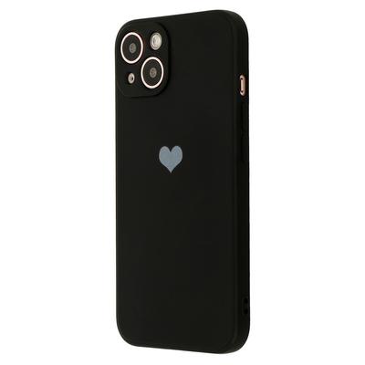Tok, Silicone Heart, erősített szilikon hátlap, Apple Iphone 13 Mini (5,4"), minta 1 (szív), fekete, bliszteres