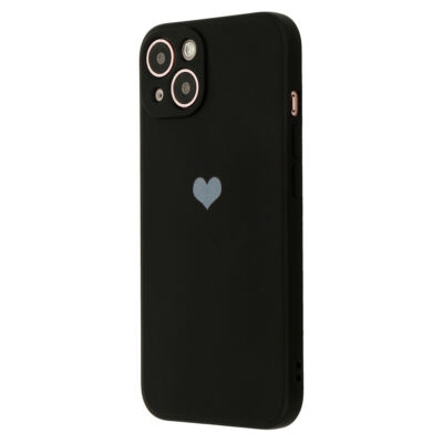 Tok, Silicone Heart, erősített szilikon hátlap, Apple Iphone 13 Pro Max (6,7"), minta 1 (szív), fekete, bliszteres