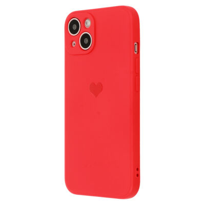 Tok, Silicone Heart, erősített szilikon hátlap, Apple Iphone 12 (6,1"), minta 1 (szív), piros, bliszteres