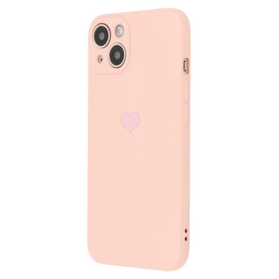 Tok, Silicone Heart, erősített szilikon hátlap, Apple Iphone 13 Mini (5,4"), minta 1 (szív), rózsaszín, bliszteres