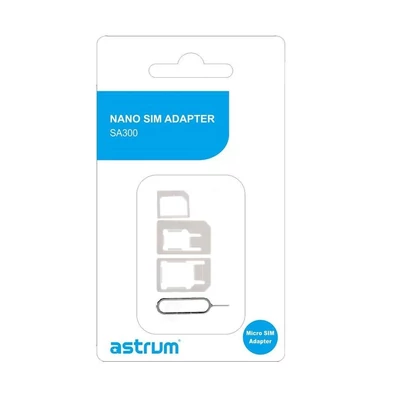 Astrum Sim kártya adapter, nano-micro, nano-normál, micro-normál, 3 in 1, fehér
