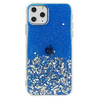 Tok, Brilliant, Samsung Galaxy S21 Plus, csillogó hátlapvédő, szilikon kerettel, kék