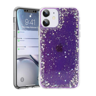 Tok, Brilliant, Apple Iphone 7 / 8 / SE (2020 / 2022), csillogó hátlapvédő, szilikon kerettel, lila