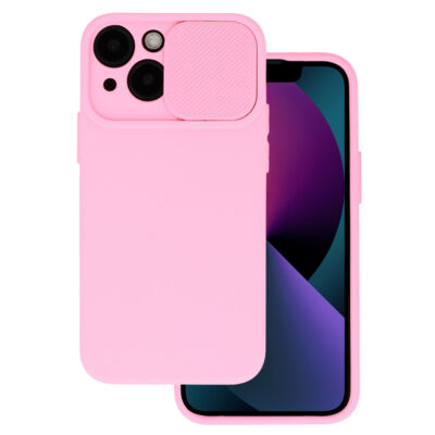 Tok, Camshield Soft, Apple Iphone 15 Plus (6,7"), szilikon hátlapvédő, eltolható kameravédővel, halvány rózsaszín
