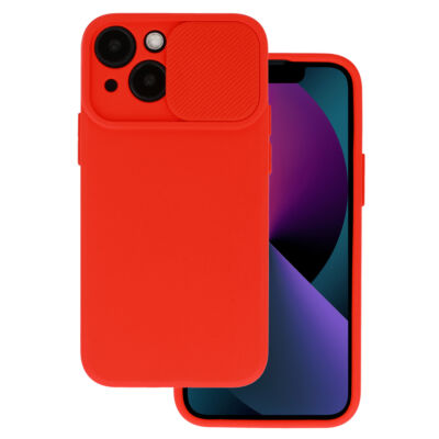 Tok, Camshield Soft, Apple Iphone 15 Plus (6,7"), szilikon hátlapvédő, eltolható kameravédővel, piros