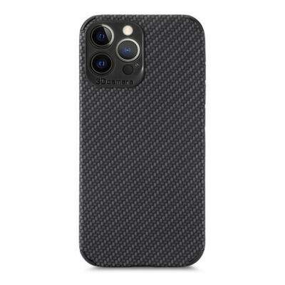 Tok, Carbon mintás szilikon hátlap, Apple Iphone 13 Pro Max (6,7"), fekete, kameravédővel