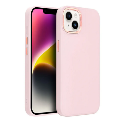 Tok, Frame, Apple Iphone 15 Pro (6,1"), erősített hátlap, szilikon kerettel, halvány rózsaszín