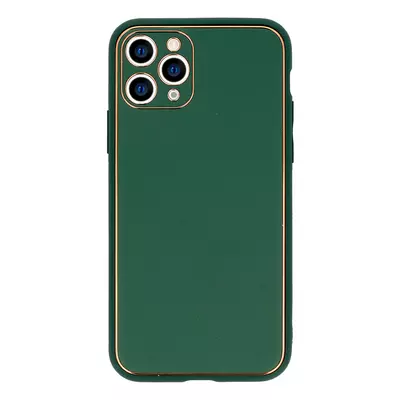Tok, Leather, Apple Iphone 13 Pro Max (6,7"), szilikon hátlapvédő, sötétzöld