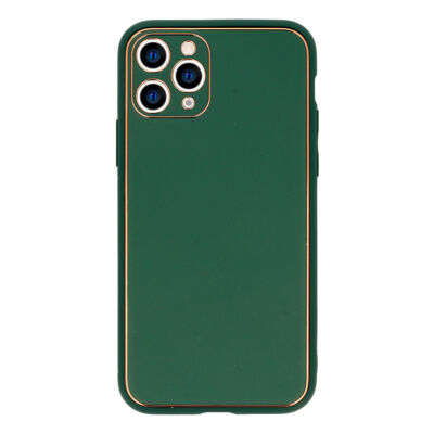 Tok, Leather, Apple Iphone 13 Pro (6,1"), szilikon hátlapvédő, sötétzöld